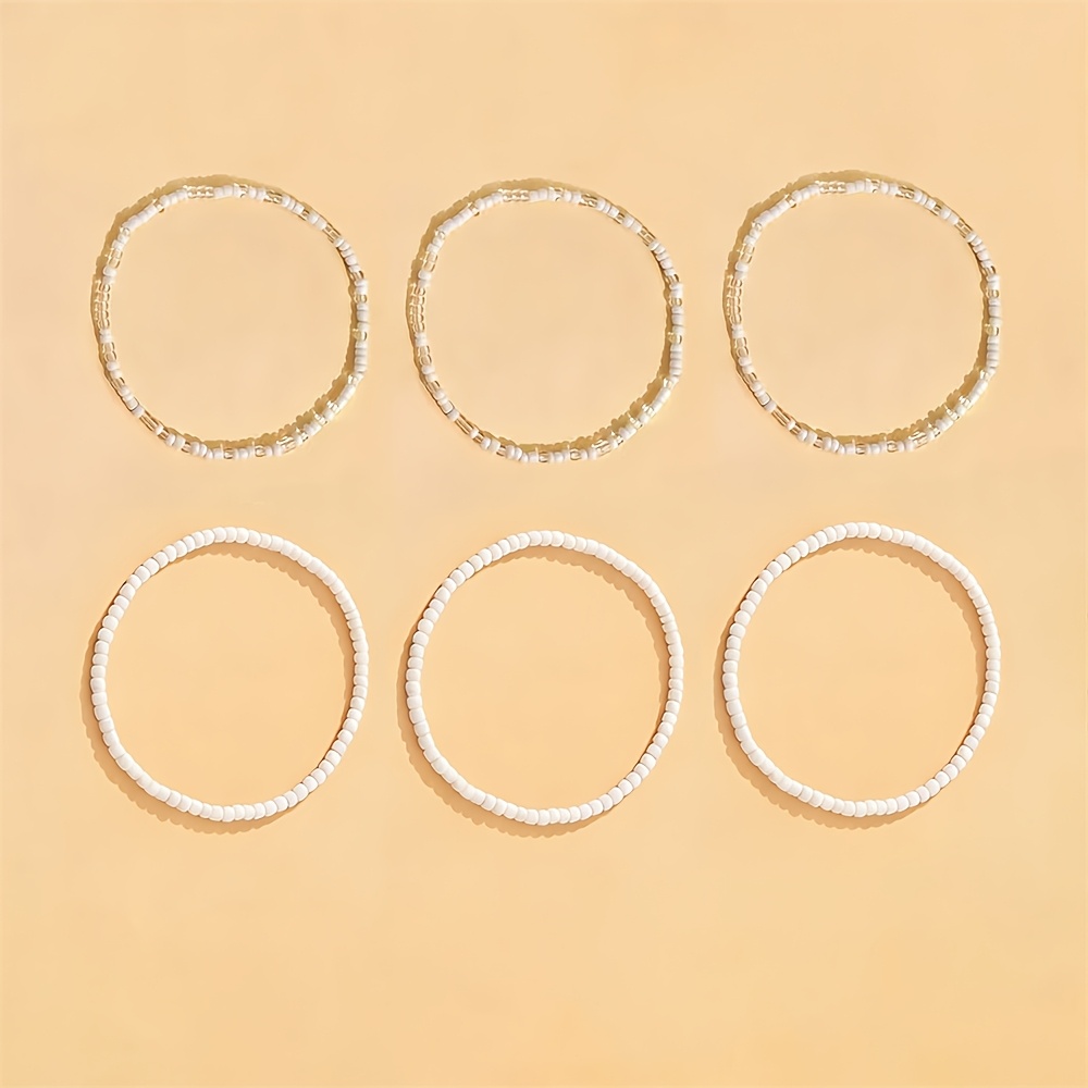 6 Mini Rice Beads Anklet Set in Bohemian Style